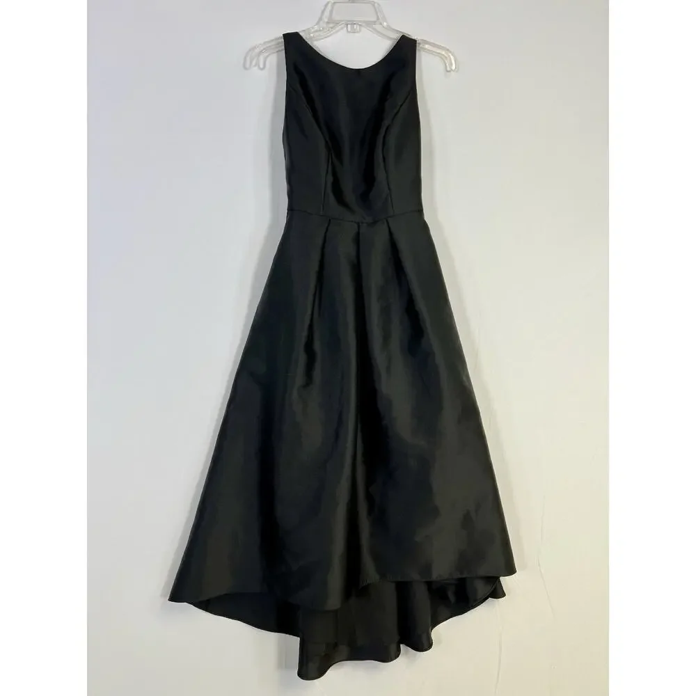 Alfred Sung Black Sleeveless Satin Twill Jewel Neck Dress Gown Womens 4 - Picture 1 of 11